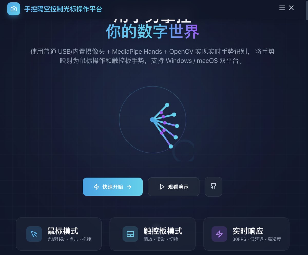 手控隔空控制光标平台网页截图